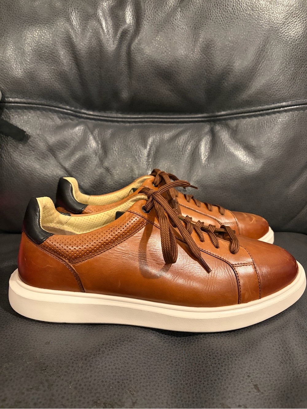 Florsheim Tan/Brown Leather Low-Top Sneakers Worn Once